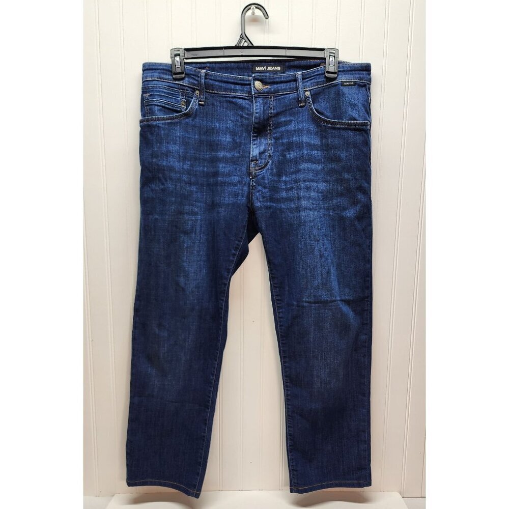 Mavi Mens Zach Jeans Mid-Rise Dark Wash Straight-Leg Denim Pants 36/32